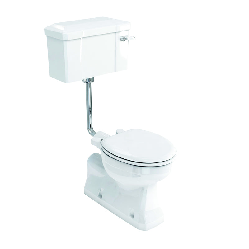 Burlington lavtflydende toilet med vægmonteret cisterne hvid/krom