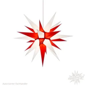 Adventsstjerne rød/hvid papir 60 cm