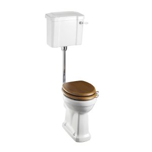 Burlington lavtflydende toilet med vægmonteret cisterne hvid/krom