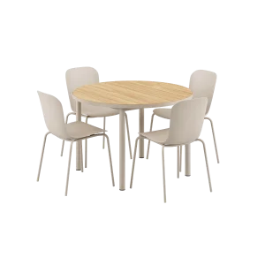 Kirra Dining Table Ø110 Taupe & 4 Patio Chair No. One