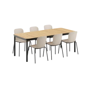 Kirra Dining Table Noir & 6 Patio Chair no. One